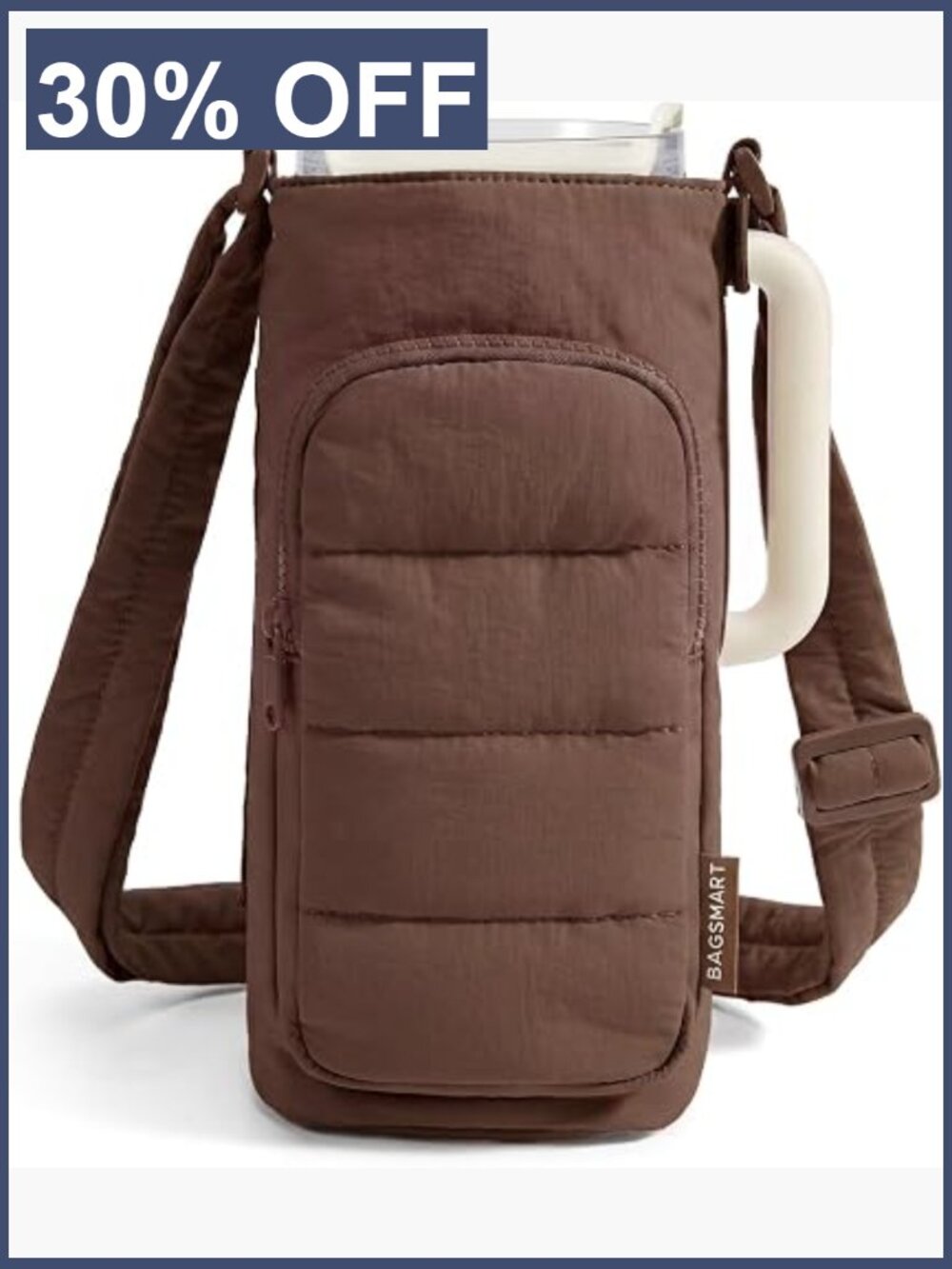 Quilted 40oz Water Bottle Holder Crossbody Sling Bag